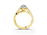 Yellow gold Fancy Blue Marquise Cut Diamond Split Shank Halo Ring with Four-Prong Setting_44