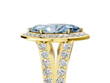 Yellow gold Fancy Blue Marquise Cut Diamond Split Shank Halo Ring with Four-Prong Setting_46