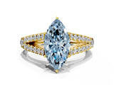 Yellow gold Fancy Blue Marquise Cut Diamond Split Shank Pavé Engagement Ring with Four-Prong Setting_92