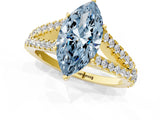 Yellow gold Fancy Blue Marquise Cut Diamond Split Shank Pavé Engagement Ring with Four-Prong Setting_93