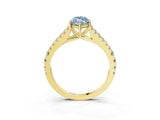 Yellow gold Fancy Blue Marquise Cut Diamond Split Shank Pavé Engagement Ring with Four-Prong Setting_95
