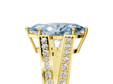 Yellow gold Fancy Blue Marquise Cut Diamond Split Shank Ring with Pavé Band and Four-Prong Setting_63