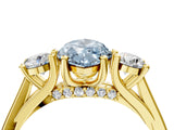 Yellow gold Fancy Blue Marquise Cut Diamond Three-Stone Engagement Ring with Prong Setting and Pavé Band_4