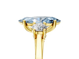 Yellow gold Fancy Blue Marquise Cut Diamond Three-Stone Engagement Ring with Prong Setting and Pavé Band_5