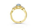 Yellow gold Fancy Blue Marquise Cut Diamond Three-Stone Ring with Pear Side Stones and Four-Prong Setting_63