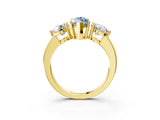 Yellow gold Fancy Blue Marquise Cut Diamond Three-Stone Ring with Prong Setting and Classic Band_118