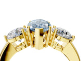 Yellow gold Fancy Blue Marquise Cut Diamond Three-Stone Ring with Prong Setting and Classic Band_119