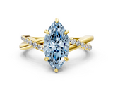 Yellow gold Fancy Blue Marquise  Cut Diamond Twist Band Solitaire with Prong Setting_44