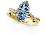 Yellow gold Fancy Blue Marquise  Cut Diamond Twist Band Solitaire with Prong Setting_45