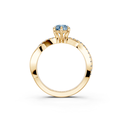 Yellow gold Fancy Blue Marquise  Cut Diamond Twist Band Solitaire with Prong Setting_5