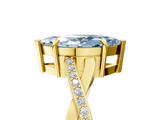 Yellow gold Fancy Blue Marquise  Cut Diamond Twisted Band Engagement Ring with Prong Setting_8
