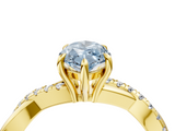 Yellow gold Fancy Blue Marquise  Cut Diamond Twisted Band with Pavé Setting and Four-Prong Setting_24