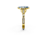 Yellow gold Fancy Blue Marquise  Cut Diamond with Milgrain Marquise and Bezel Accents on a Solitaire Band with Prong Setting_196