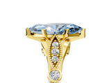 Yellow gold Fancy Blue Marquise  Cut Diamond with Milgrain Marquise and Bezel Accents on a Solitaire Band with Prong Setting_199
