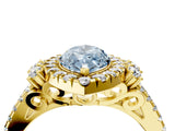 Yellow gold Fancy Blue Marquise  Cut Double Halo Diamond Engagement Ring with Pave Band and Four-Prong Setting_47
