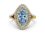 Yellow gold Fancy Blue Marquise  Cut Double Halo Split Shank Diamond Ring with Prong Setting_48