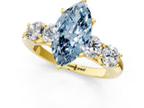 Yellow gold Fancy Blue Marquise  Cut Five-Stone Prong Set Diamond Ring with Classic Band_33