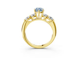 Yellow gold Fancy Blue Marquise  Cut Five-Stone Prong Set Diamond Ring with Classic Band_35