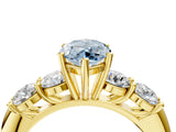 Yellow gold Fancy Blue Marquise  Cut Five-Stone Prong Set Diamond Ring with Classic Band_36