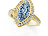 Yellow gold Fancy Blue Marquise Cut Halo Bezel Diamond Pave Band Ring_1