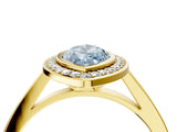 Yellow gold Fancy Blue Marquise Cut Halo Bezel Diamond Pave Band Ring_4
