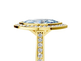 Yellow gold Fancy Blue Marquise Cut Halo Bezel Diamond Pave Band Ring_5