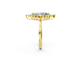 Yellow gold Fancy Blue Marquise Cut Halo Diamond Cluster Ring with Marquise and Round Stones on a White Gold Band with Prong Setting_2