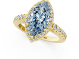 Yellow gold Fancy Blue Marquise  Cut Halo Diamond Engagement Ring with Pave Band and Four-Prong Setting_29