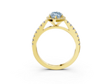 Yellow gold Fancy Blue Marquise  Cut Halo Diamond Engagement Ring with Pave Band and Four-Prong Setting_31
