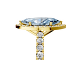 Yellow gold Fancy Blue Marquise  Cut Halo Diamond Engagement Ring with Pave Band and Four-Prong Setting_33