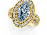 Yellow gold Fancy Blue Marquise Cut Halo Diamond Engagement Ring with Pave Split Shank and Four-Prong Setting_1