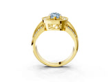 Yellow gold Fancy Blue Marquise Cut Halo Diamond Engagement Ring with Pave Split Shank and Four-Prong Setting_3