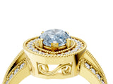 Yellow gold Fancy Blue Marquise Cut Halo Diamond Engagement Ring with Pave Split Shank and Four-Prong Setting_4