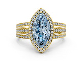 Yellow gold Fancy Blue Marquise  Cut Halo Diamond Engagement Ring with Split Shank and Four-Prong Setting_20