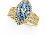 Yellow gold Fancy Blue Marquise  Cut Halo Diamond Engagement Ring with Split Shank and Four-Prong Setting_21