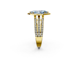 Yellow gold Fancy Blue Marquise  Cut Halo Diamond Engagement Ring with Split Shank and Four-Prong Setting_22