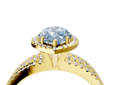 Yellow gold Fancy Blue Marquise  Cut Halo Diamond Engagement Ring with Split Shank and Four-Prong Setting_24
