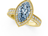 Yellow gold Fancy Blue Marquise  Cut Halo Diamond Pave Band Ring with Four-Prong Setting_26