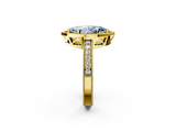Yellow gold Fancy Blue Marquise  Cut Halo Diamond Pave Band Ring with Four-Prong Setting_27