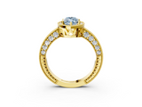 Yellow gold Fancy Blue Marquise  Cut Halo Diamond Pave Band Ring with Four-Prong Setting_28