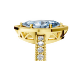 Yellow gold Fancy Blue Marquise  Cut Halo Diamond Pave Band Ring with Four-Prong Setting_30