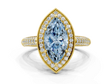Yellow gold Fancy Blue Marquise  Cut Halo Diamond Pave Band with Four-Prong Setting_37
