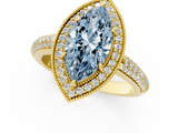 Yellow gold Fancy Blue Marquise  Cut Halo Diamond Pave Band with Four-Prong Setting_38