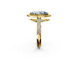 Yellow gold Fancy Blue Marquise  Cut Halo Diamond Pave Band with Four-Prong Setting_39