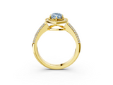 Yellow gold Fancy Blue Marquise  Cut Halo Diamond Pave Band with Four-Prong Setting_40