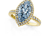 Yellow gold Fancy Blue Marquise Cut Halo Diamond Pave Band with Prong Setting_1