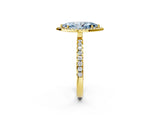 Yellow gold Fancy Blue Marquise Cut Halo Diamond Pave Band with Prong Setting_2