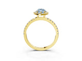 Yellow gold Fancy Blue Marquise Cut Halo Diamond Pave Band with Prong Setting_3