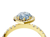 Yellow gold Fancy Blue Marquise Cut Halo Diamond Pave Band with Prong Setting_4