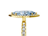 Yellow gold Fancy Blue Marquise Cut Halo Diamond Pave Band with Prong Setting_5